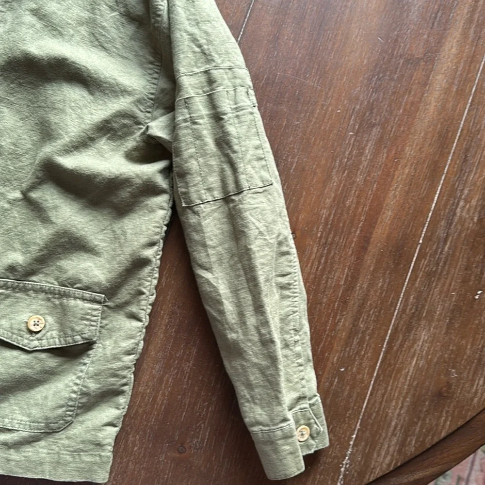 Size 7-8 Janie and Jack Rachel Zoe olive green linen cotton blend light jacket